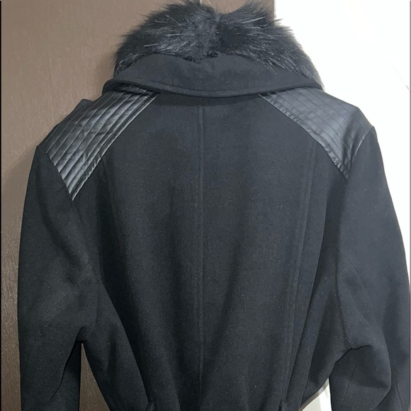 'Kate & Mallory' Faux Fur/ Leather Trim Coat (Plus) - Picture 6 of 10